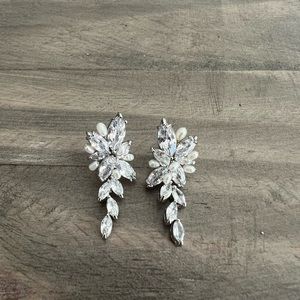 Rhinestone Pearl Bridal Earrings